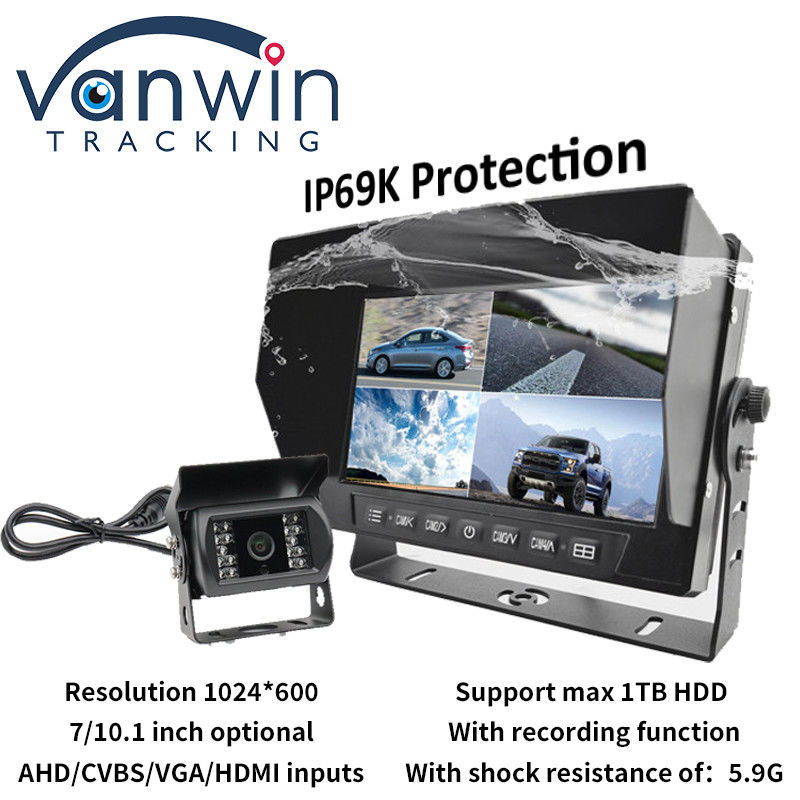 IP69K 7 / 10.1 Inch Waterproof AHD Quad TFT Car Monitor Dispaly For Universal Vehicles