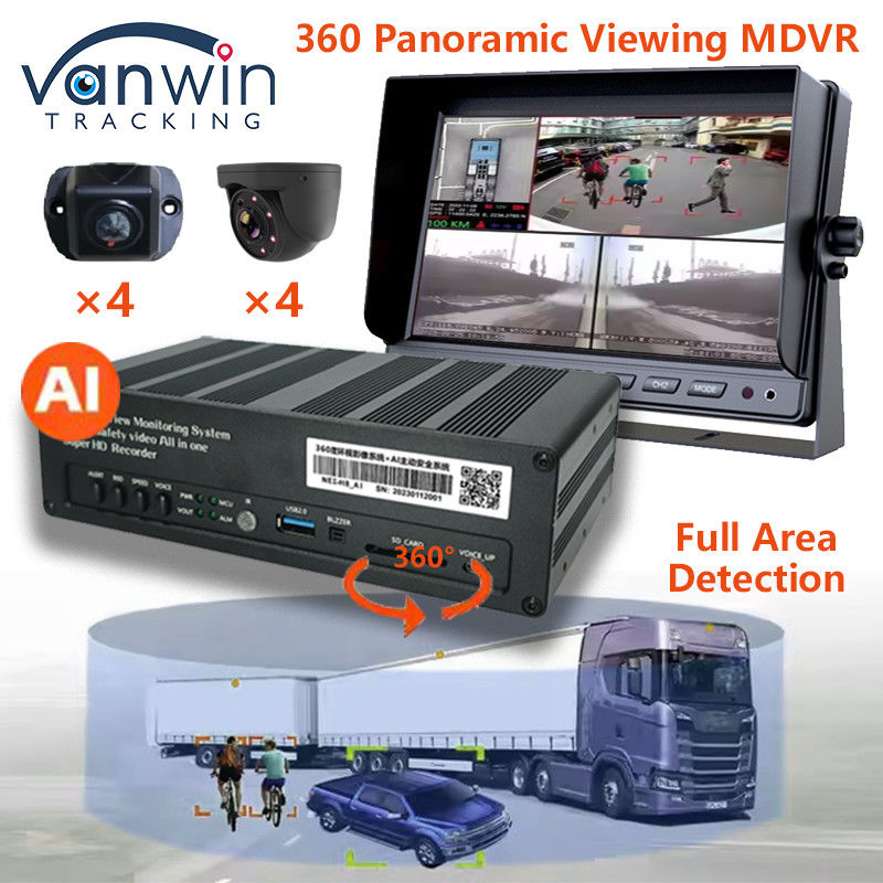 8 CH 4G 360 Panoramic Viewing MDVR With AI ADAS DSM BSD Panoramic View Car Vehicle DVR Camera System