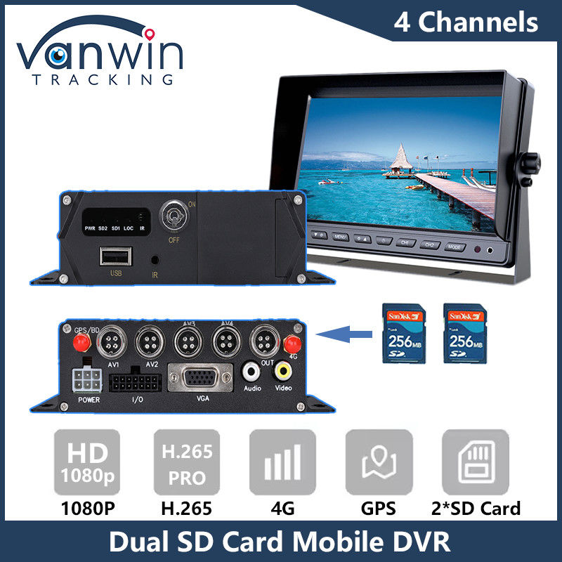 4G GPS Dual SD Card Mobile DVR 1080P 4CH CCTV Camera Recorder Security Mobile Tracking DVR