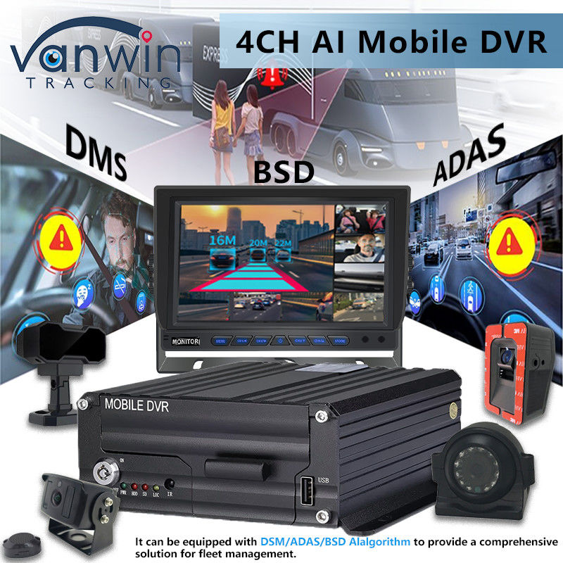 4CH 5G CMSV6 System AI Mobile DVR With GPS ADAS BSD DMS H.265 MDVR for Car CCTV Monitor