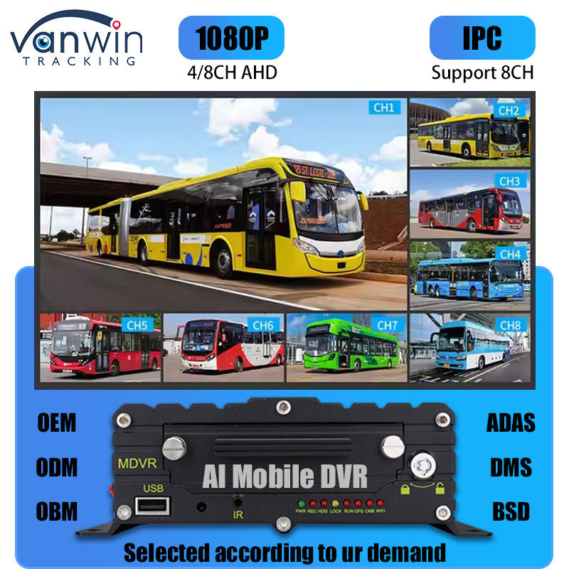 8CH AI ADAS DMS BSD Mobile DVR HDD MDVR 2TB Support Vehicle Tracking Platform Vehicle DVR