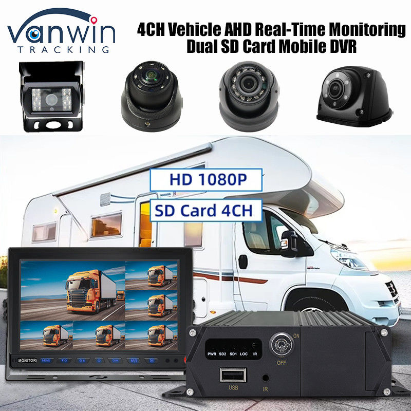 CMSV6 4CH Dual SD Card Mobile DVR 4G GPS Real Time Monitoring Video Surveillance MDVR