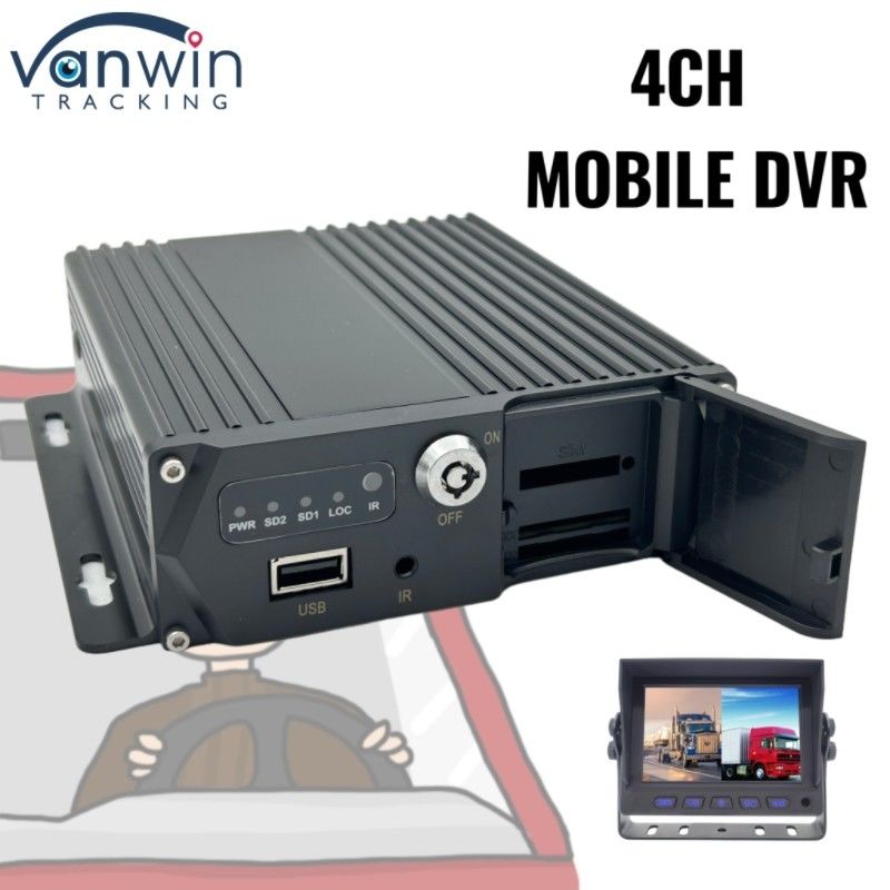 4 Channel SD Card Mobile DVR Dual Card Dual Standby For Vehicle Monitoring