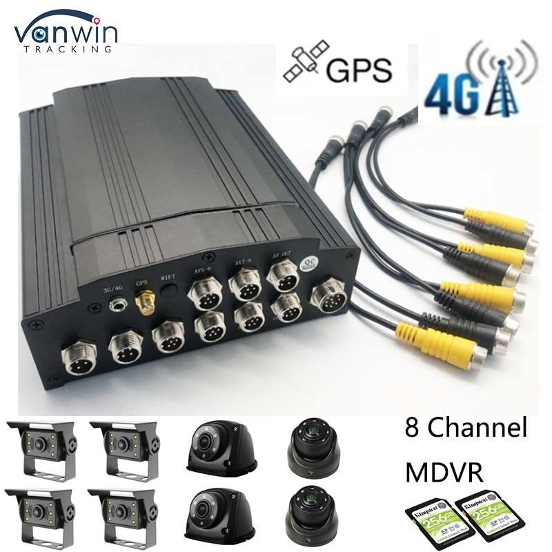 Full Hd 1080P 8CH Mobile DVR SD Card 4G GPS H.265 CMSV6 Bus Truck DVR Security System