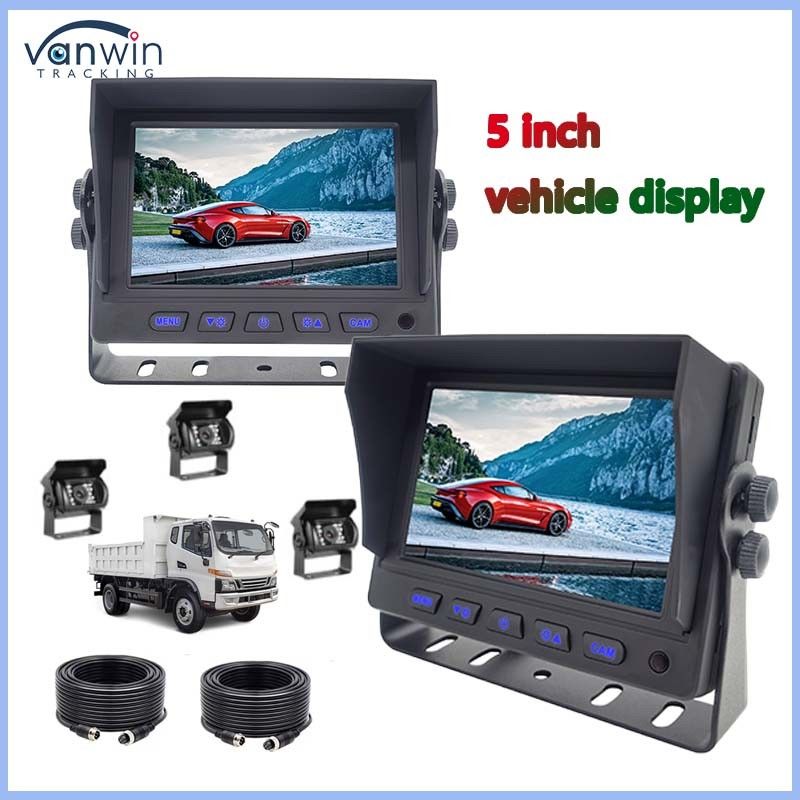 5 Inch LCD Screen TFT Car Monitor Metal Connector+4PIN CCD Color Rear View Reversing Camera 12-24v For Caravan Van Rv