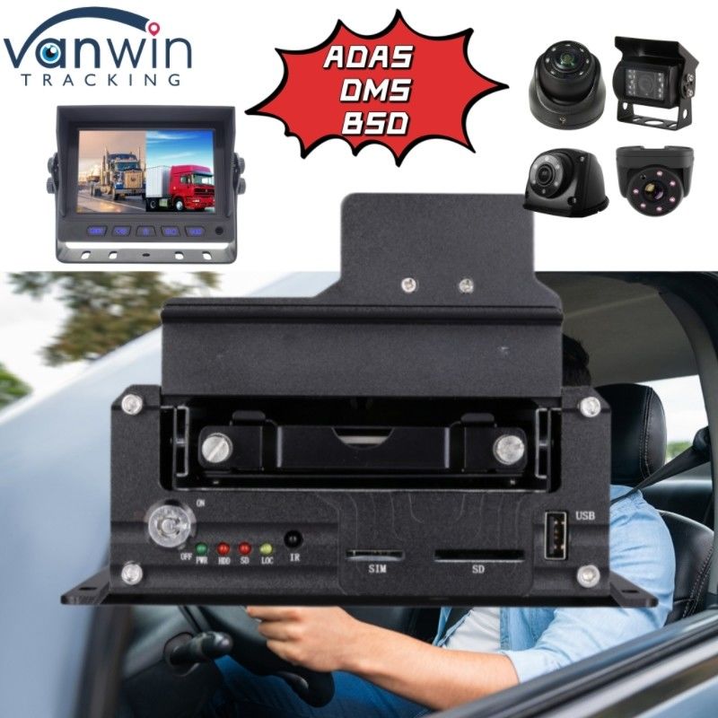 Professional 4CH HDD DVR Support ADAS DMS BSD Function 4G GPS Vehicle Tracker