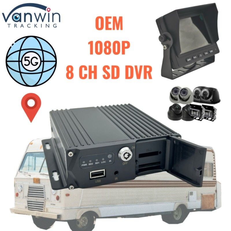 8 Channel SD Card MDVR 5G GPS Vehicle Tracker 1080P Video Recorder For Truck Bus Van Support OEM Service