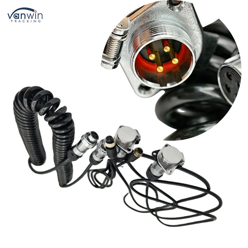 4 Pin Female to Plug Custom Spring Wire waterproof trailer cable camera for Truck Forklift