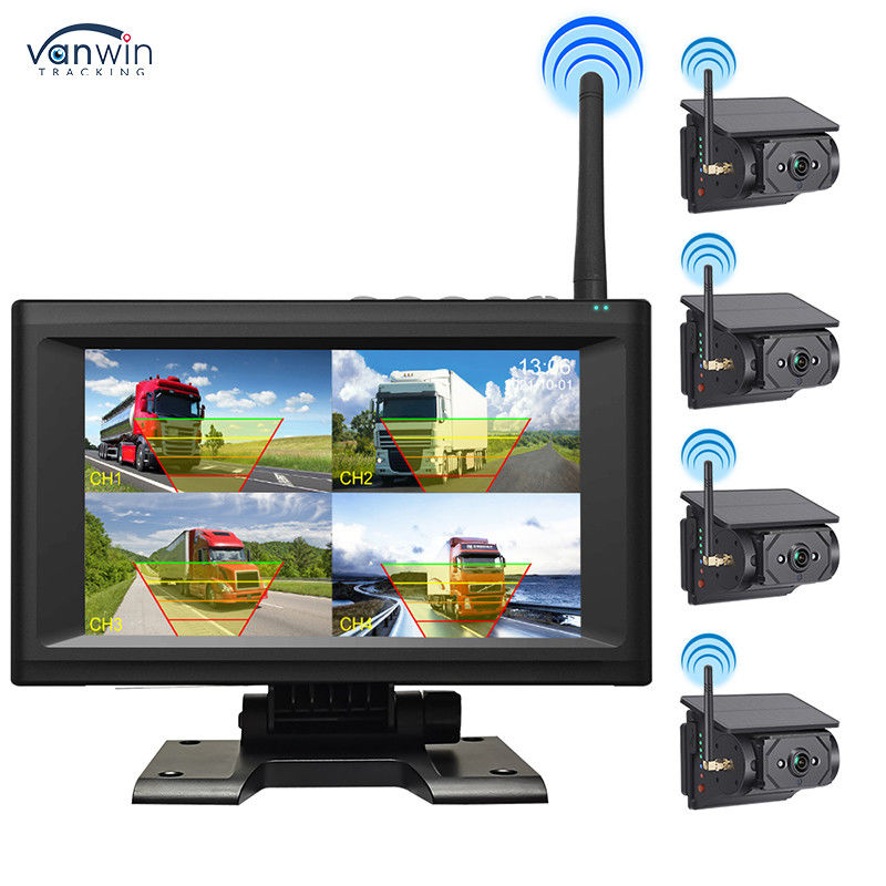 7 Inch Wireless IPS Screen Car Monitor Kit With 4 Solar Cameras Easy Install Night View BSD Security System Car Reversing Aid