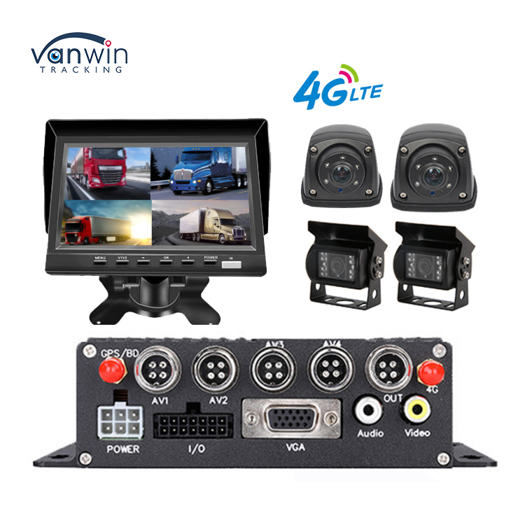 Professional 4CH 1080P MDVR For Trucks With 7" Monitor  4G/GPS Waterproof Camera & Reverse Aid - All-In-One Fleet Management Solution