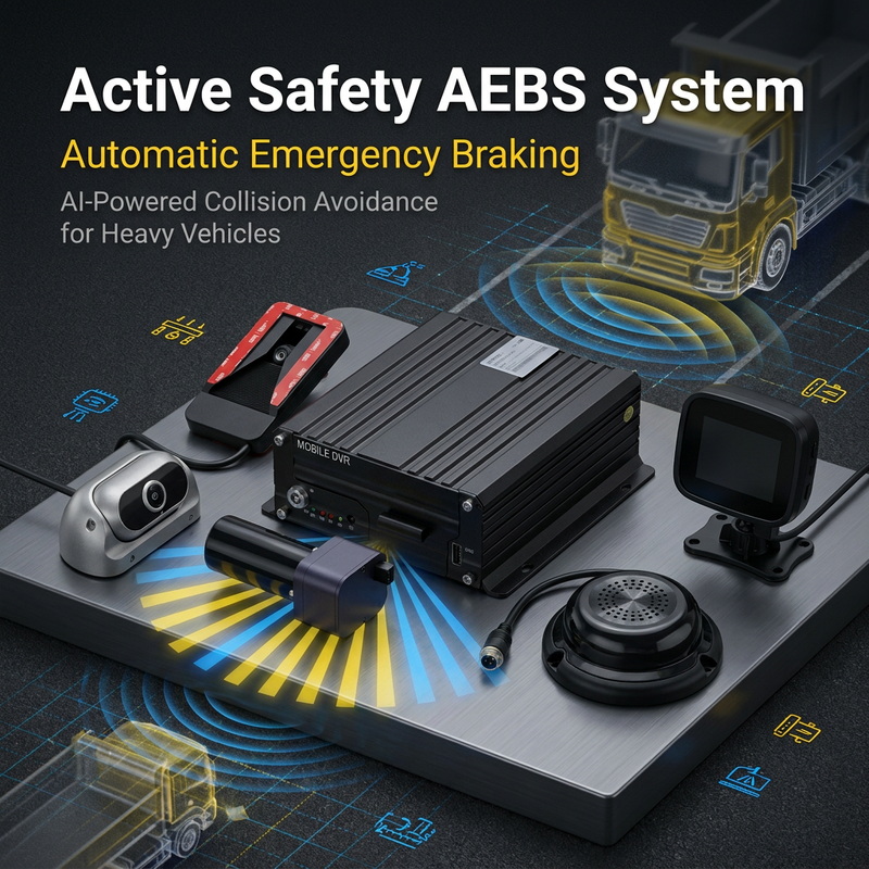 4G Mobile DVR Kit with AI Monitoring and Active Braking AEBS System for Trucks