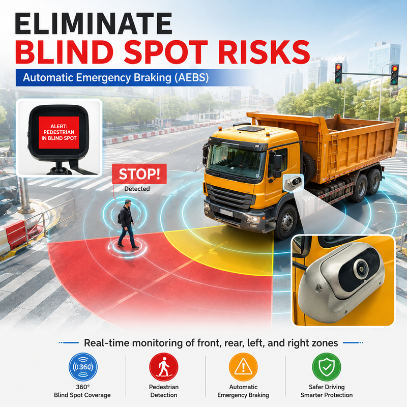 4G Vehicle CCTV DVR With Built-In AEBS Automatic Emergency Braking System ADAS+DSM+BSD Active Safety For Trucks & Buses