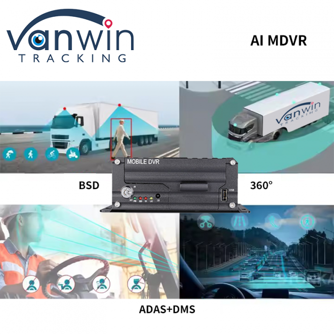 4 Ch AI Truck Bus Mobile DVR With AI DSM ADAS BSD Support 4G 5G WIFI GPS